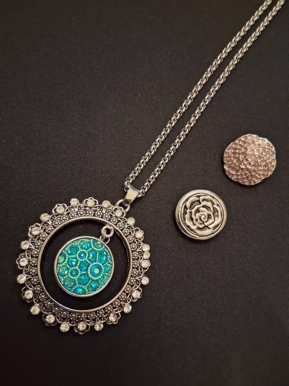 Silver-Tone Snap Button Pendant Necklace